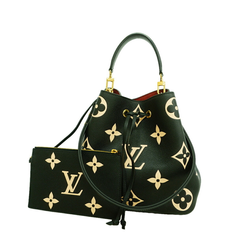 Louis Vuitton Monogram Empreinte Bicolor NeoNoe MM Handbag M45497 Black Beige...